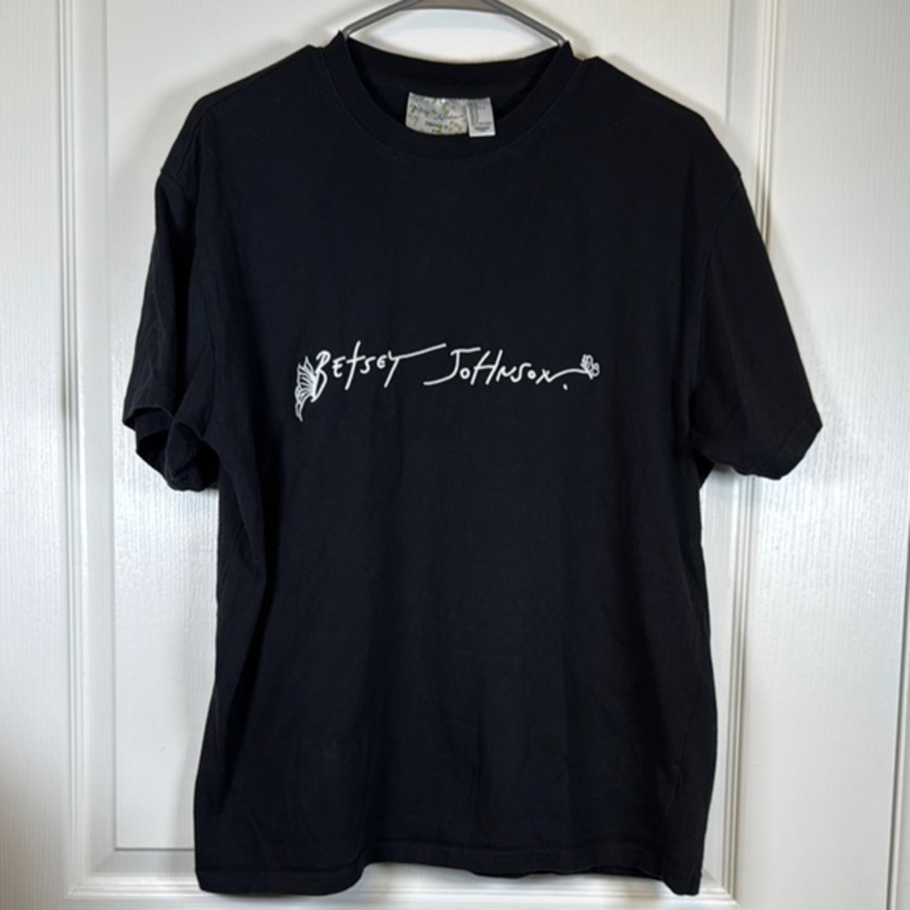 Betsey Johnson Collab Forever 21 Black Embroidered Shirt Butterfly Size Med EUC